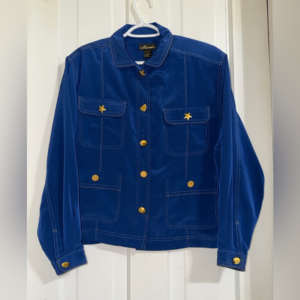 Vintage Mureli nautical beach theme coat blazer beach buttons womens size‎ large